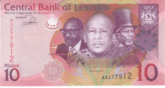 Bancnota Lesotho 10 Maloti 2013 - P21b UNC foto