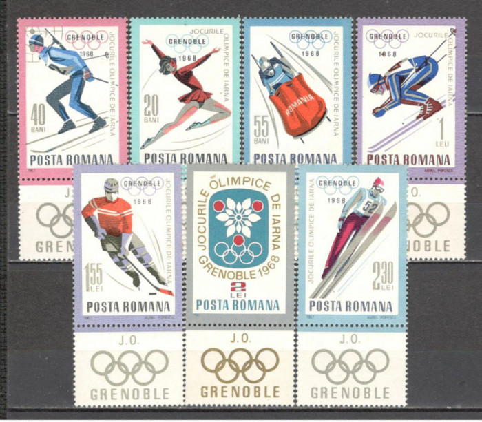 Romania.1967 Olimpiada de iarna GRENOBLE-cu vigneta DR.162