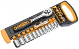 Set 14 Chei Tubulare 1/4&quot; Clichet Cr-V Tolsen Industrial: 4-14mm, Extensie 50mm, Agatator Plastic