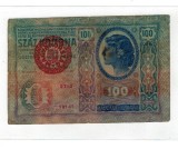 Austro-Ungaria 1912(1919) - 100 korona, supratipar Magyarorszag, uzat