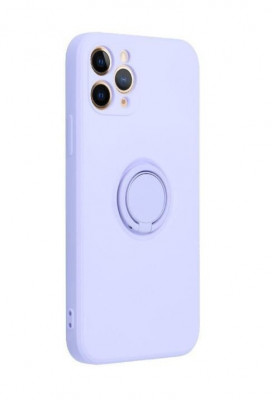 Husa compatibila cu iPhone 14 Pro, silicon, inel rotativ pentru prindere magnetica, interior din catifea, Violet foto