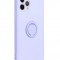 Husa compatibila cu iPhone 14, silicon, inel rotativ pentru prindere magnetica, interior din catifea, Violet