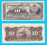 Cuba (p#52) 10 Centavos 1897 aUNC+ &#039;Pre-Republică&#039; serie: 0284957 Banco Espa&ntilde;ol de la Isla de Cuba