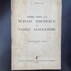 C. Gerota Despre opera lui Mihail Eminescu si Vasile Alecsandri (1943)