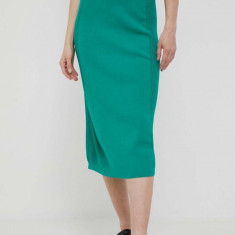 United Colors of Benetton fusta culoarea verde, midi, drept