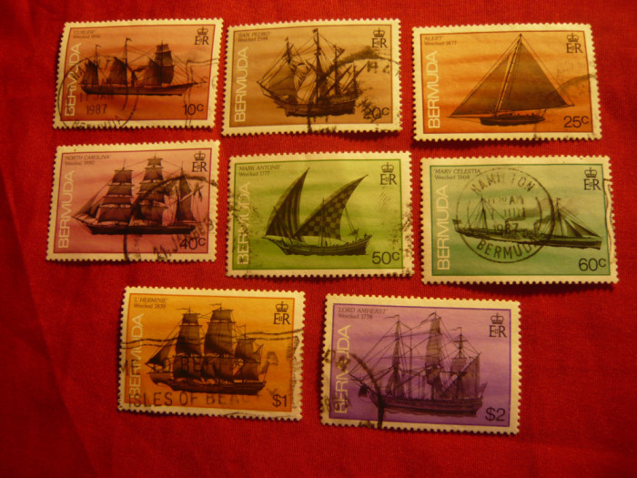 Serie mica - Bermuda Colonie Britanica 1986 - Corabii , 8 valori , stampilat
