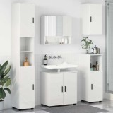 vidaXL Set de mobilier pentru baie Pe perete 5 pcs Alb foarte lucios