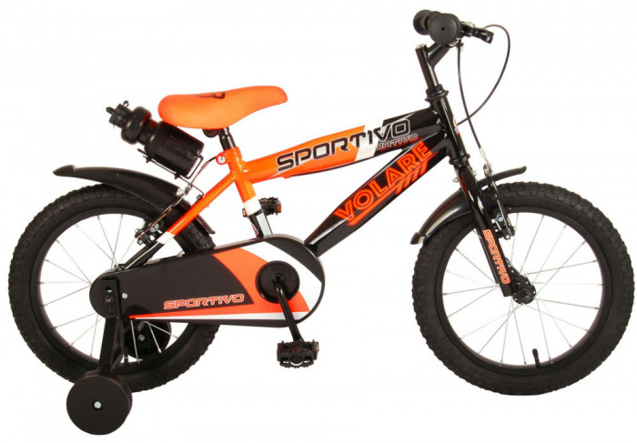 Bicicleta pentru baieti Volare Sportivo, 14 inch, culoare portocaliu neon / negr PB Cod:2043