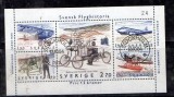 Bloc Timbre Suedia 1984 Istoria Aviației Suedeze Stampilat Stockholm - A688