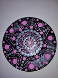 Mandala pictat manual acrylic pictura cu puncte decor perete pe disc vinil 7&rdquo;
