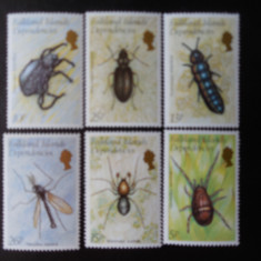 Falkland-Fauna,insecte-serie completa-nestampilate MNH
