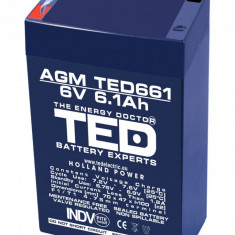 Acumulator stationar 6V 6,1Ah F1 AGM VRLA TED Electric TED661