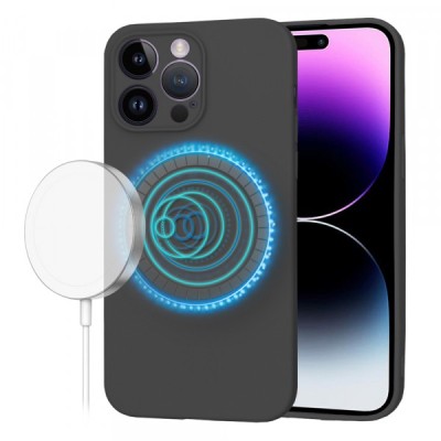 Husa MagSafe pentru Apple iPhone 14 Pro Max, Techsuit, SoftFlex, Neagra foto