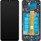Display cu Touchscreen MP compatibil cu Samsung Galaxy A12 A125 / A12 Nacho A127, cu Rama, Negru