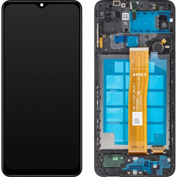 Display cu Touchscreen MP compatibil cu Samsung Galaxy A12 A125 / A12 Nacho A127, cu Rama, Negru