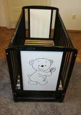 Patut din lemn Baby Needs Timmi,120x60 cm, cu sertar, maro inchis foto