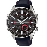 Casio Edifice EFV-C100L-1AVDF, Ceas Analogic/Digital Pentru Bărbați 46,6mm cu Baterie și Curea Din Piele Neagră