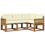 vidaXL Set de canapele de exterior cu pernă 4 pcs Natural și Crem 3381922