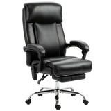 HOMCOM Scaun de birou cu masaj vibrant și &icirc;ncălzire, scaun ergonomic din PU cu &icirc;nălțime reglabilă, Negru | Aosom Romania