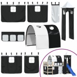 Cumpara ieftin Perdele pentru pat etajat cu tunel si turn, alb si negru