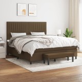 VidaXL Pat continental cu saltea maro &icirc;nchis 180x200cm material textil 3136776