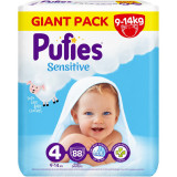 Scutece Pufies Sensitive, Marimea 4 Maxi, 9-14 kg, 88 buc, Giant Pack