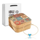 Cumpara ieftin Set cadou cutie organizatoare bijuterii din pluta cu bratara fluture