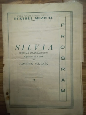 1962, Teatrul Muzical GALATI, SILVIA (regina ceardasului) de Emerich KALMAN foto