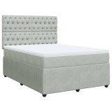 Cumpara ieftin Pat box spring cu saltea, gri deschis, 140x200 cm, catifea