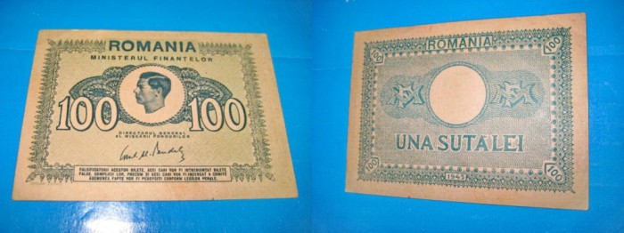 B508- BANCNOTA 100 lei Mihai 1945 stare buna. Aproape UNC. Exista 4 bucati. Pret pe bucata. Se serveste cu cea care ramane succesiv.