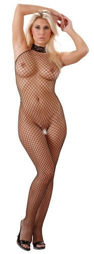 Catsuit-uri - Mandy Mystery Catsuit din Plasa cu Guler din Dantela - Medium-Large