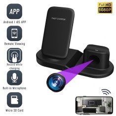Camera Spion WIFI, TSS-WX59 Ascunsa in Incarcator Wireless 3 in 1, 5MP Full HD, Inregistrare Video-Audio, Activare la Miscare, Slot Card, cu App
