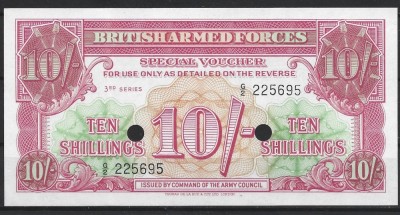 !!! RARR : MAREA BRITANIE , VOUCHER MILITAR - 10 SHILLINGS (1956} - P M28 b - UNC / CEL DIN SCAN foto