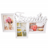 Cumpara ieftin Rama foto decorativa cu 3 poze, model Pufo Family, 40 x 24 cm, alb