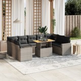 Set mobilier de gradina cu perne, 10 piese, gri, poliratan GartenMobel Dekor, vidaXL