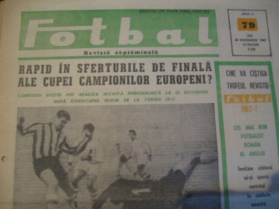 Revista Fotbal nr.79/30 noiembrie 1967-Juventus-Rapid 1-0 foto