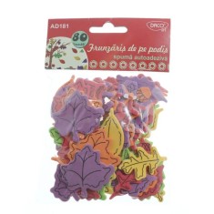 Forme Spuma Autoadeziva DACO, 80 Buc/Set, Frunzaris de Podis, Dimensiuni Variabile, Multicolor, Accesorii Craft, Accesorii Creatie, Frunze din Spuma, foto
