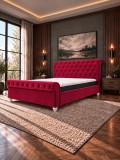 Pat Silver 160x200 cm Tapitat Catifea Magenta cu Somiera Inclusa