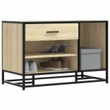 Banca incaltaminte Gossi, stejar sonoma, lemn prelucrat si metal, 80x40x53.5 cm, depozitare pantofi