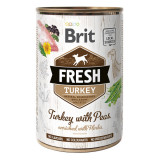 Brit Fresh, Curcan cu Mazare, Conservă hrană umedă conținut redus cereale c&acirc;ini, (&icirc;n aspic), 400g