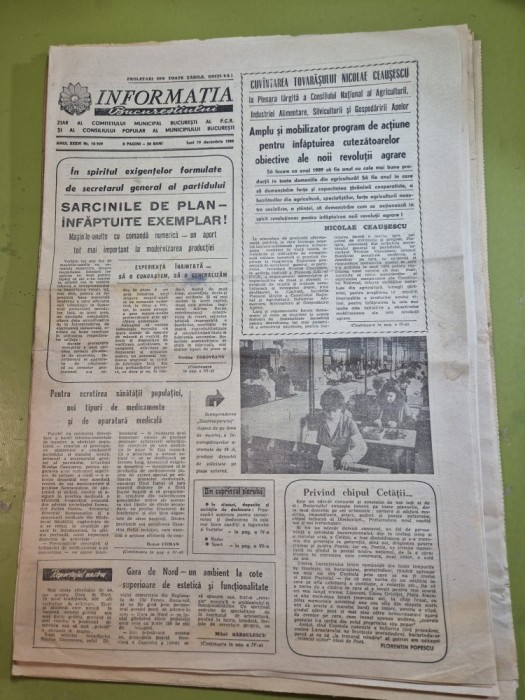 ziarul informatia bucurestiului 19 decembrie 1988 - intreprinderea vulcan