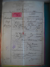 HOPCT DOCUMENT VECHI NR 290 EXTRACT NASTERE 1909 PRIMARIA SECTOR 1 BUCURESTI foto