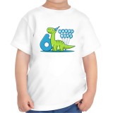 Tricou copii, La multi ani 6 ani, baieti, tematica Dinozaur Verde