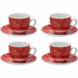 Set 4 cesti de cafea cu farfurie Sfera, Andrea Fontebasso, 250 ml, portelan, rosu