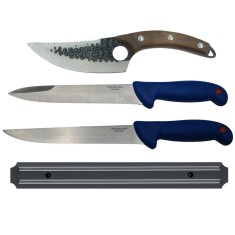 Set macelarie DEPOX&reg;, cutite bucatar, injunghiat si suport magnetic, otel inoxidabil
