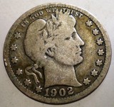 J.060 USA SUA BARBER QUARTER DOLLAR 1902 ARGINT