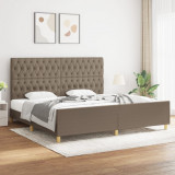 Cadru de pat cu tablie, gri taupe, 200x200 cm, textil GartenMobel Dekor, vidaXL