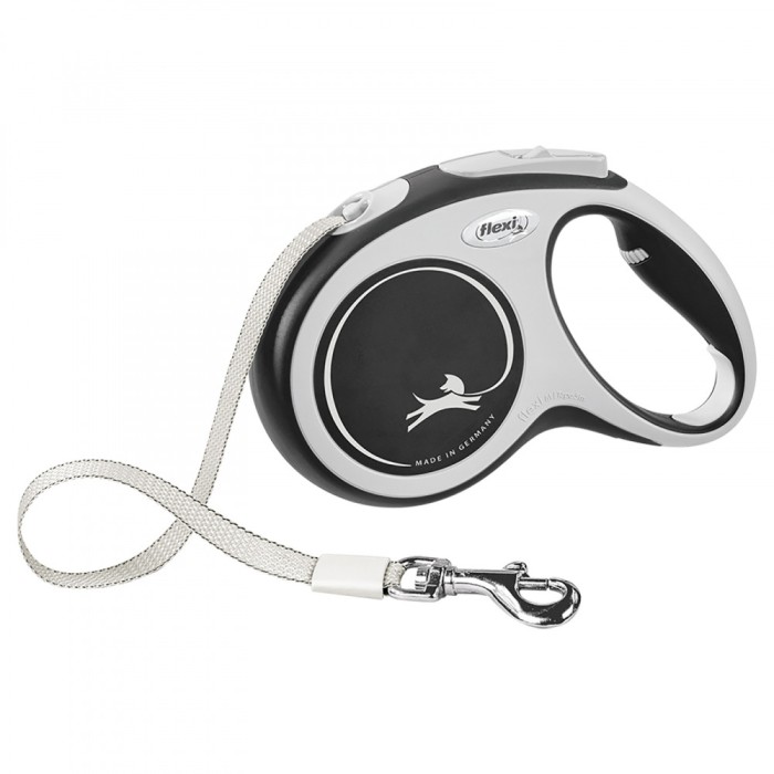 Flexi New Comfort, M Tape, lesa retractabila, 5m, negru