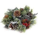 Inel Decorativ de Craciun pentru Lumanare Conuri de Brad Crengi 25cm