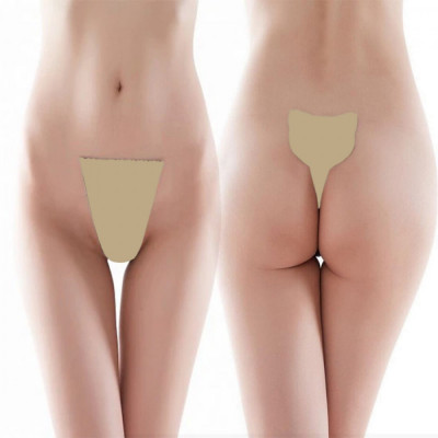 Bikini Adezivi fara Bretele, Forma Pisica, Bej, XL foto
